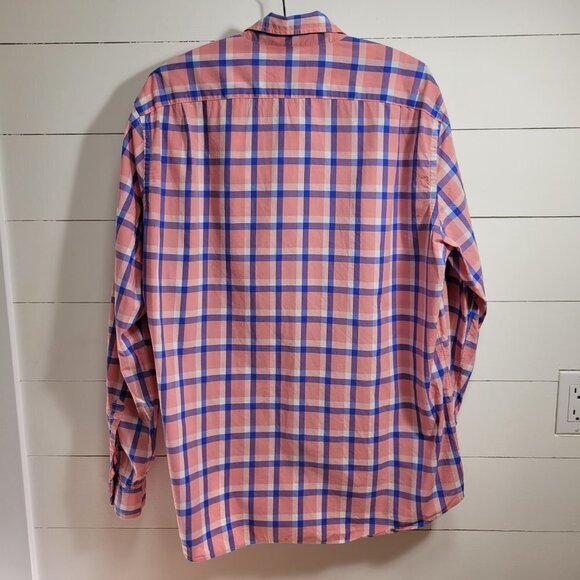 J.Crew Factory Shirt Men's sz XL Lightweight Salmon/Blue 100% Cotton Button Down - Picture 4 of 8